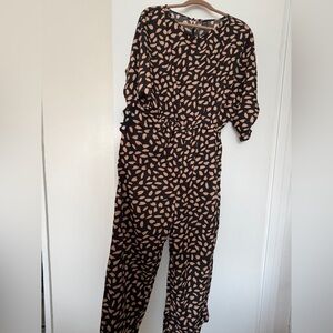 SHEIN Black and Tan Patterned Jumpsuit